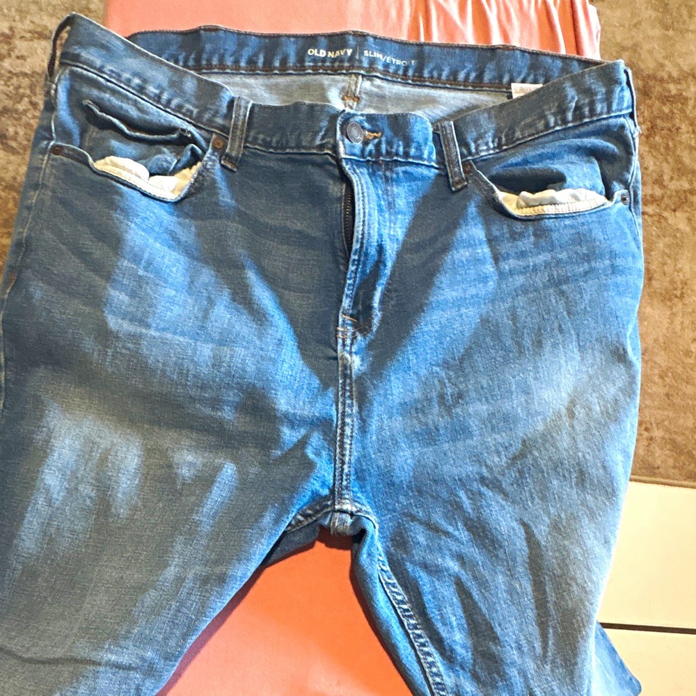 Old Navy Mens Slim Fit Built-In Flex Stretch Straight Blue Denim Jeans 40x30